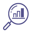 Robot distribution Graph Icons Within Magnifier